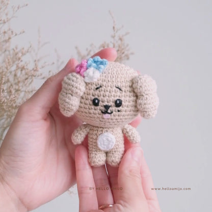 Floral Puppy Amigurumi Crochet Pattern PDF