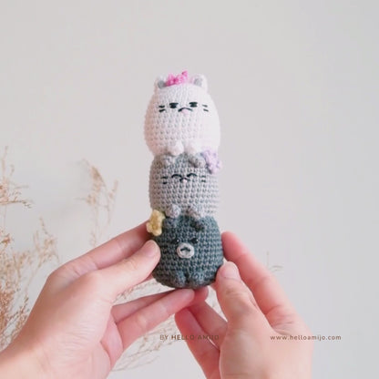 Floral Cats Amigurumi Crochet Pattern PDF