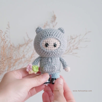 Floral Hoodie Man Amigurumi Crochet Pattern PDF