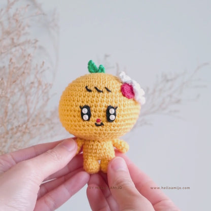Floral Orange Amigurumi Crochet Pattern PDF